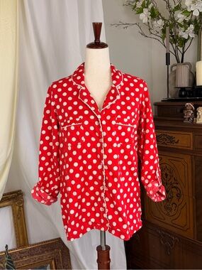 Victoria's Secret Red and White Polka Dot Sleep Pajama Sleepwear Top 2011 Chic